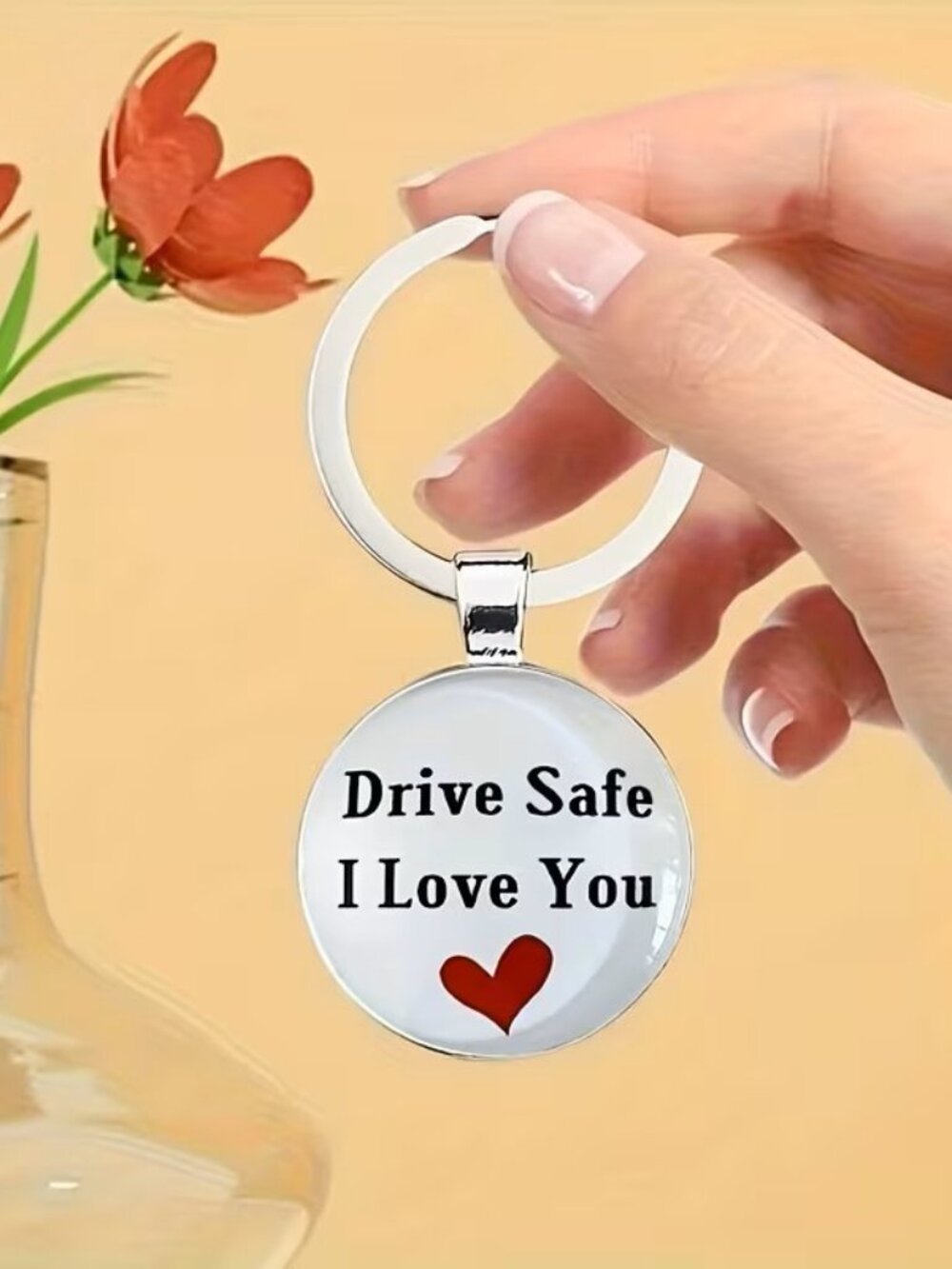 Drive Safe I Love You Keychain Gift for Husband Wife Son Daughter Boyfriend
